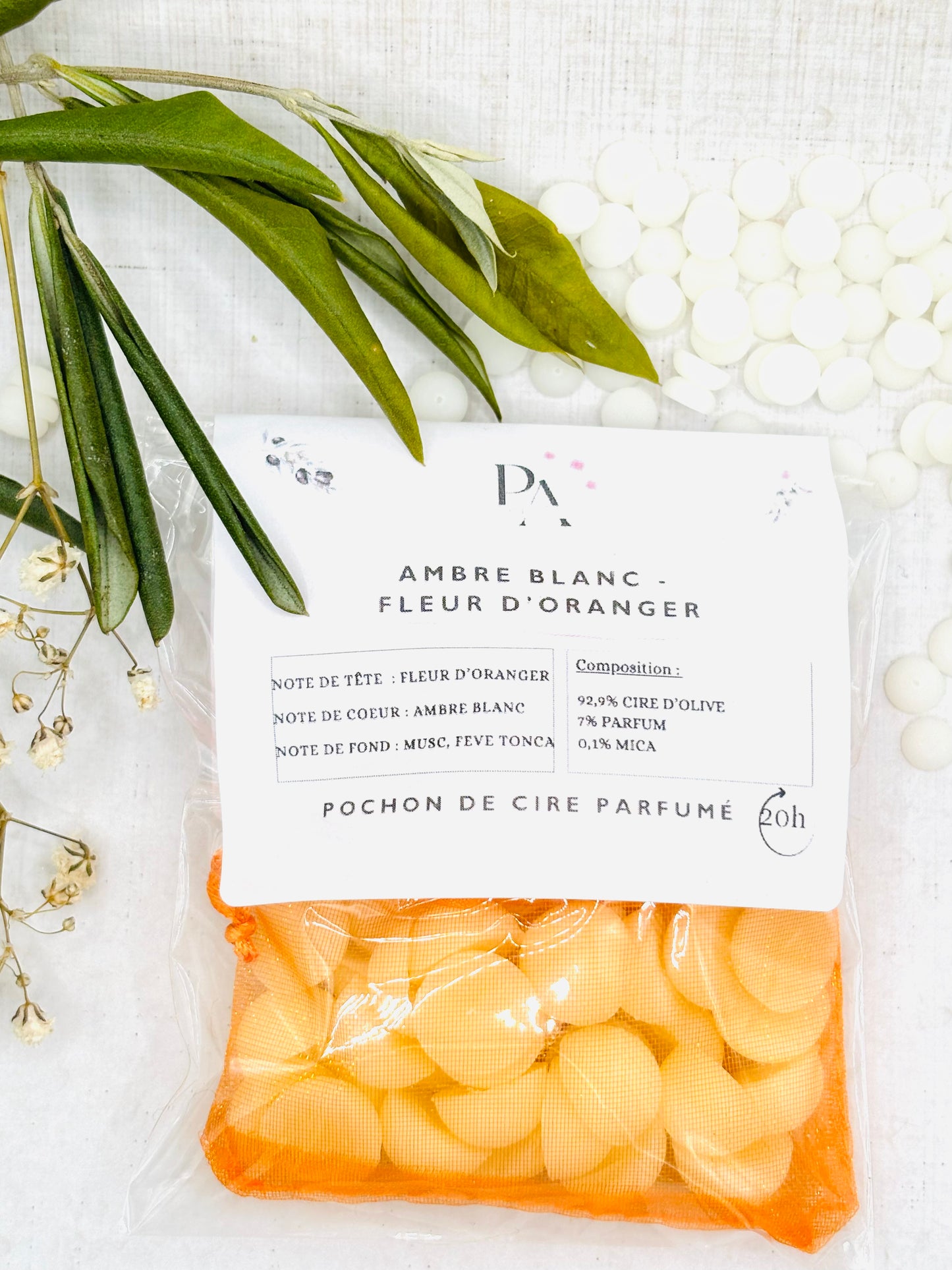 Pochon Ambre blanc fleur d’oranger