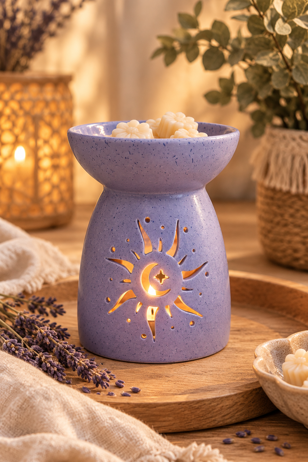 Brûleur à fondants parfumés Soleil & Lune – Violet